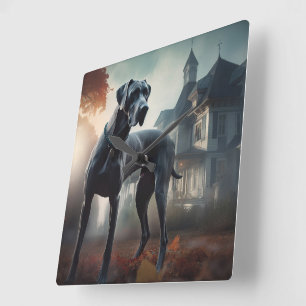 Horloge Carrée Grande Dane Halloween effrayante