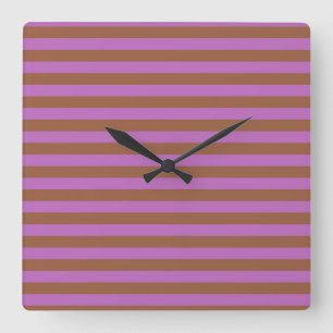 Horloge Carrée Grandes Brown et violettes