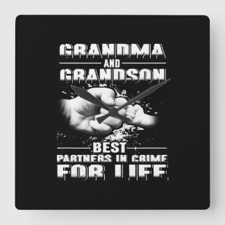Horloge Carrée Grandma Et Grandson Meilleurs Partenaires Crime Fo