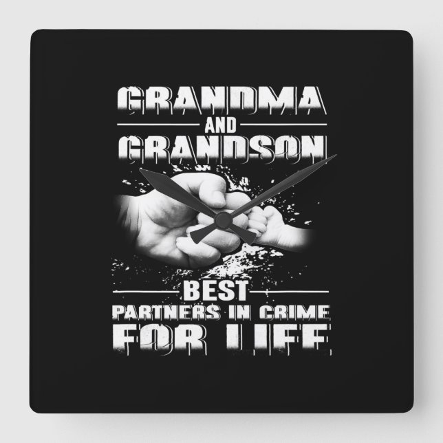 Horloge Carrée Grandma Et Grandson Meilleurs Partenaires Crime Fo (Recto)