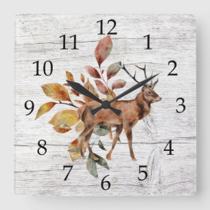 Horloge Carrée Grange rustique Bois de cerf Antlers Chute Folitin