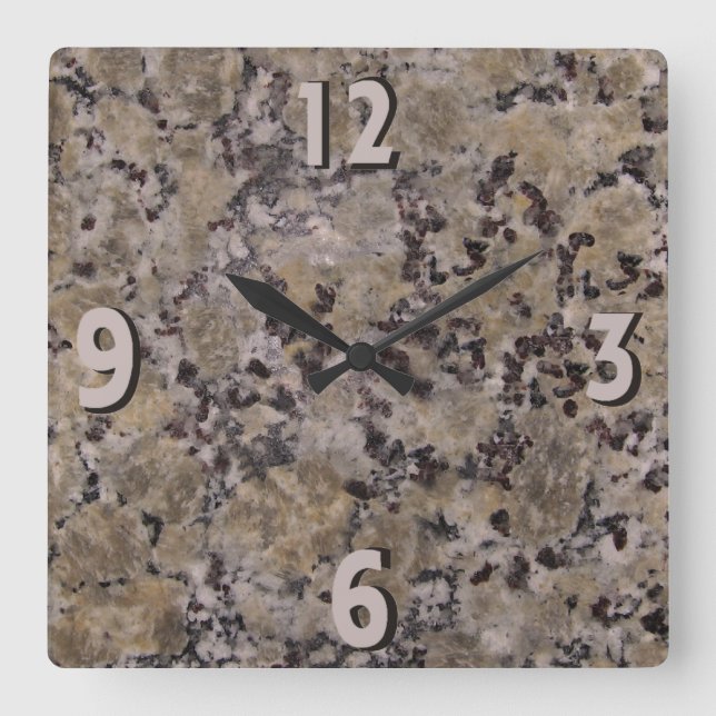 Horloge Carrée Granite noir et tan (Recto)