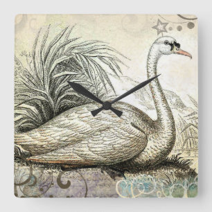 Horloge Carrée Graphique cygne