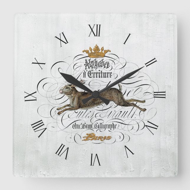 Horloge Carrée Graphique français vintage (Recto)