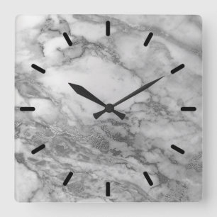 Horloge Carrée Graphite gris marbre Carrara Minimal noir1