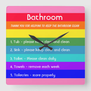 Horloge Carrée Gras traits arc-en-ciel