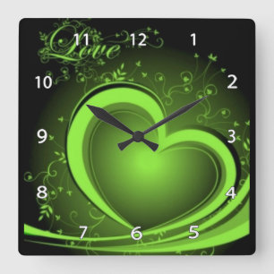 Horloge Carrée Green Abstract
