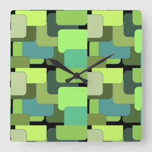 Horloge Carrée Green Emerald Lime Jade Moderne Abstrait