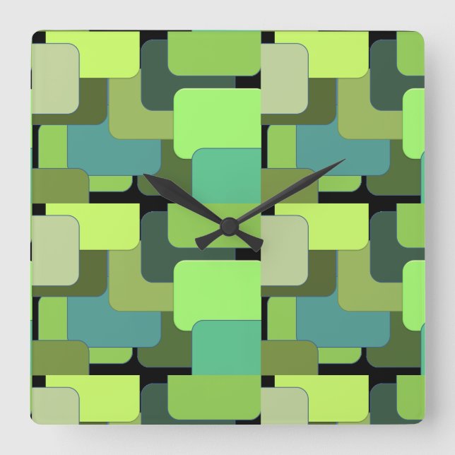 Horloge Carrée Green Emerald Lime Jade Moderne Abstrait (Recto)