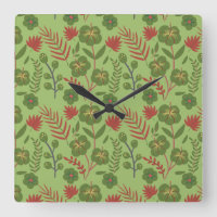 Green floral seamless pattern flower, branch, leaf