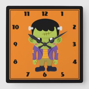 Horloge Carrée Green Frankenstein Monster Halloween Mur Carré C