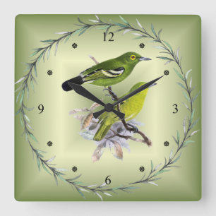 Horloge Carrée Green Iora ~ J. Keulemans Dutch Bird Illustrator ~