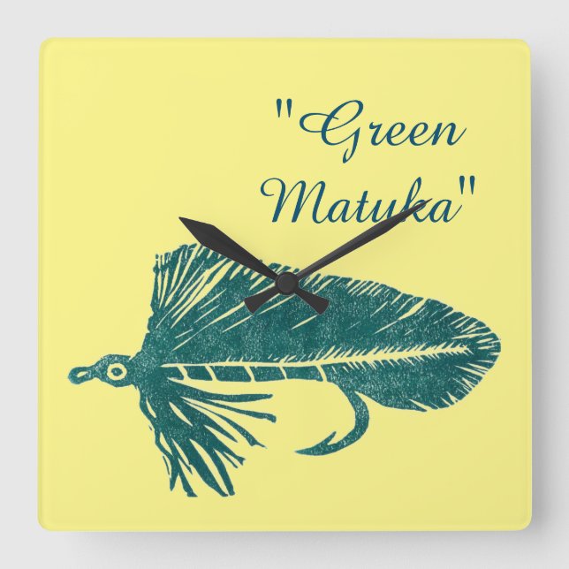 Horloge Carrée Green Matuka streamer fly fishing fly tying art (Recto)