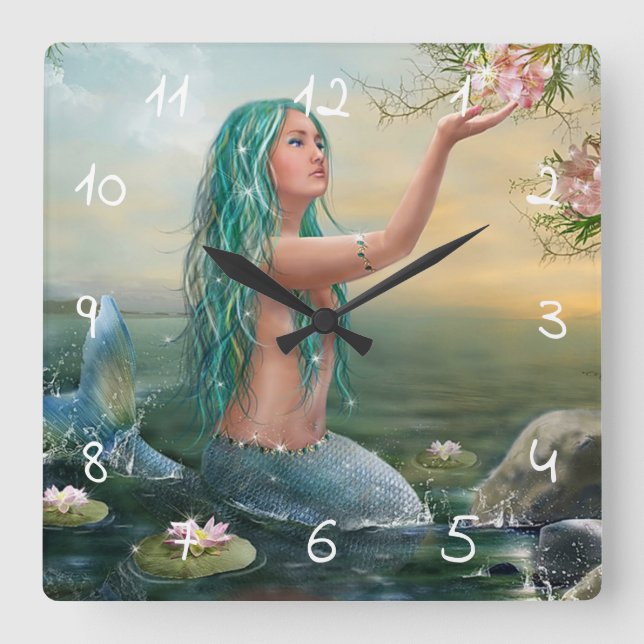 Horloge Carrée green mermaid (Recto)