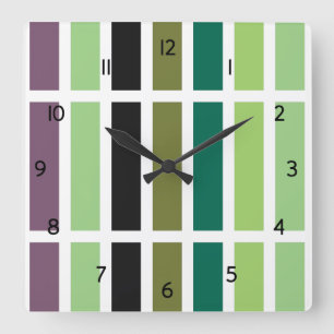 Horloge Carrée Green purple Black Hues