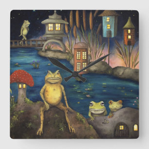 Horloge Carrée Grenouille