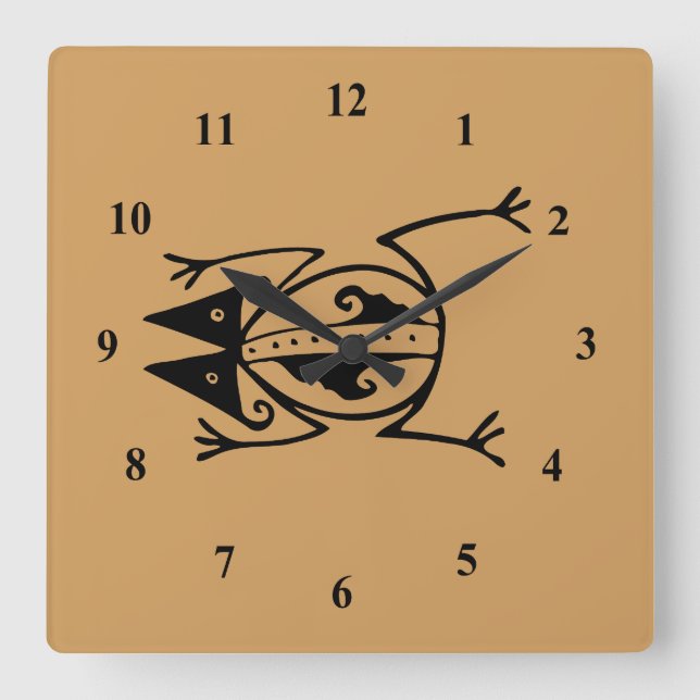 Horloge Carrée Grenouille tribale (Recto)