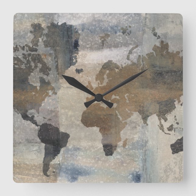 Horloge Carrée Grey Stone Map (Recto)