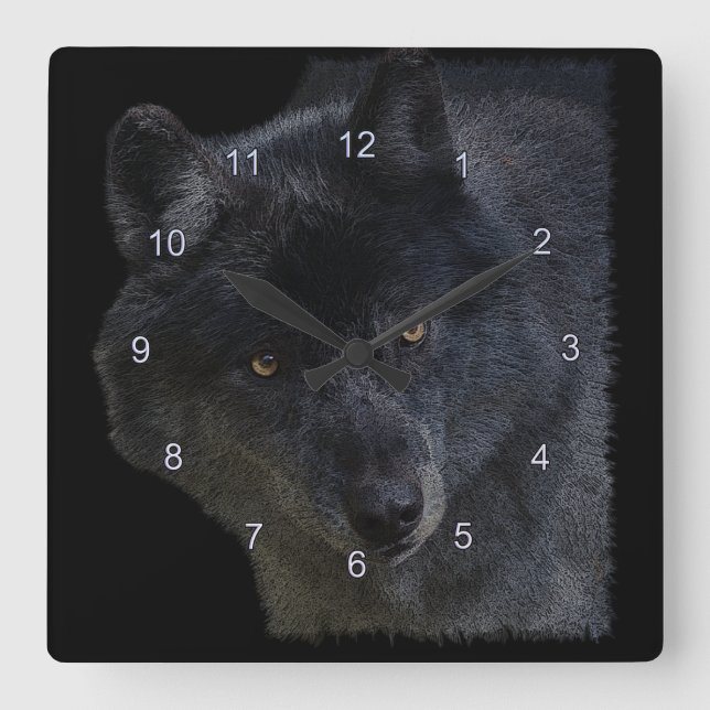 Horloge Carrée Grey Wolf Face Wildlife-Supporter Art Clock (Recto)