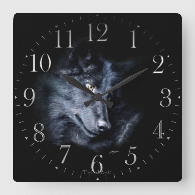 Horloge Carrée Grey Wolf Portrait Wildlife-Supporter Art Clock (Recto)