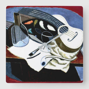 Horloge Carrée Gris - Table du peintre; Peinture de Juan Gris