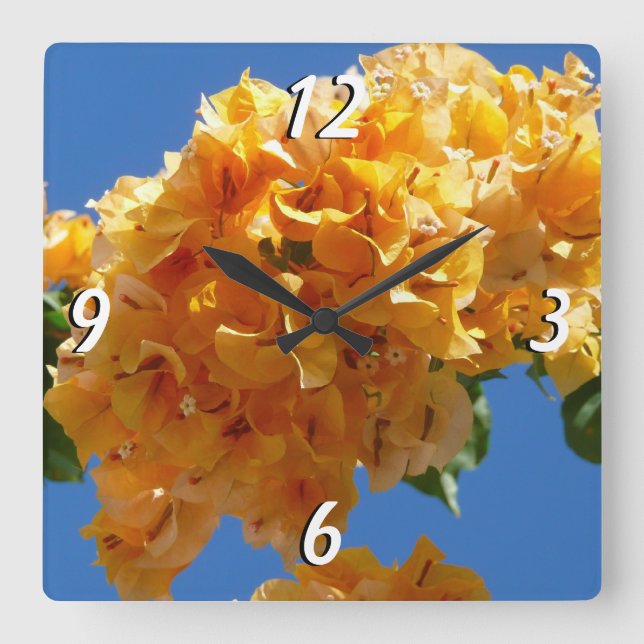 Horloge Carrée Groupe de bougainvilliers d'or Floral (Recto)