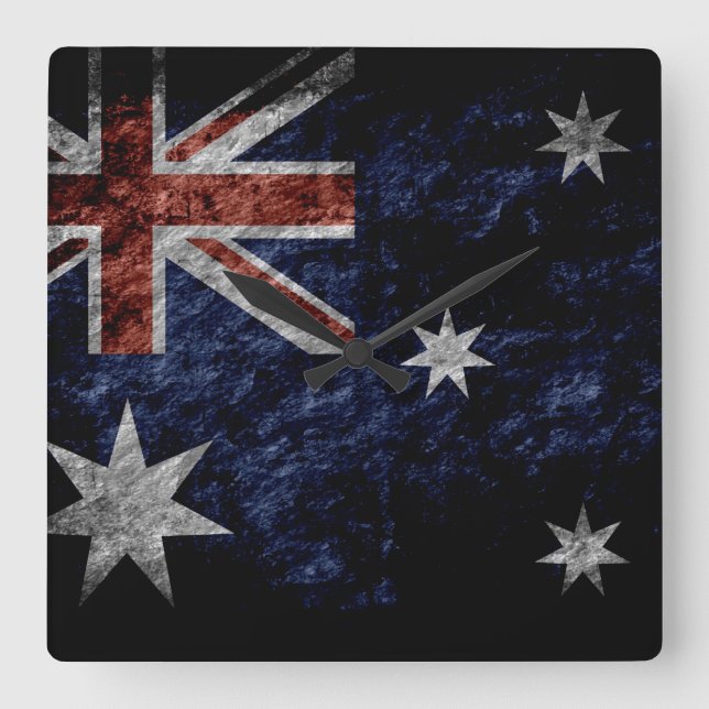 Horloge Carrée Grunge Australia (Recto)