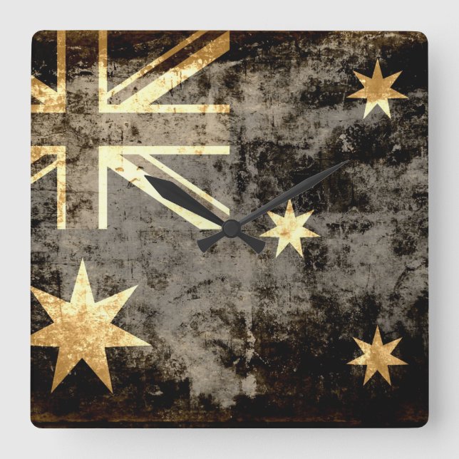 Horloge Carrée Grunge Australia (Recto)