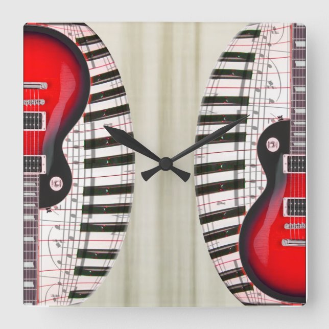 Horloge Carrée Guitar et Piano Clock (Recto)