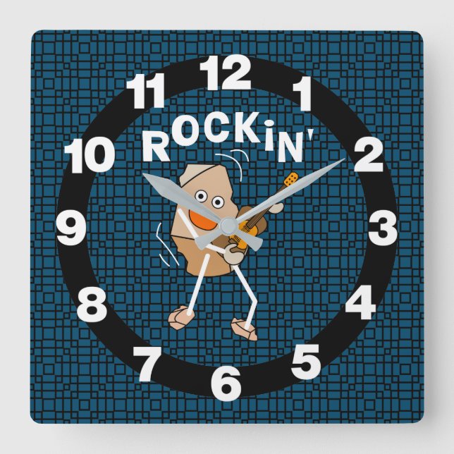 Horloge Carrée Guitare de Rockin (Recto)