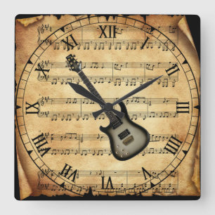 Horloge Carrée Guitare électrique ~ Arrière - plan de musique e