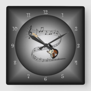 Horloge Carrée Guitare électrique ~Globe musical ~Instrument musi
