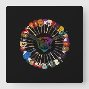 Horloge Carrée Guitare Lover   Variété guitare