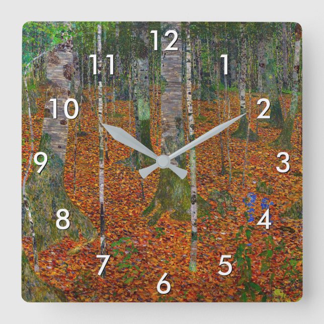 Horloge Carrée Gustav Klimt - Bois de bouleau (Recto)