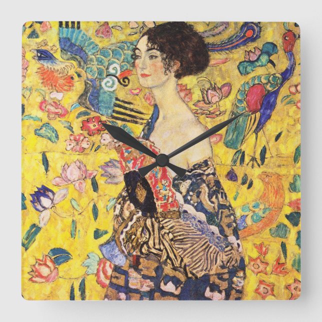 Horloge Carrée Gustav Klimt “ Lady with fan ” (Recto)