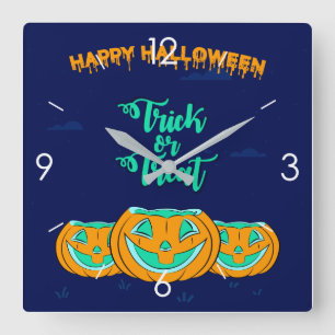 Horloge Carrée Halloween Lune Hantée Maison Carré Cloc