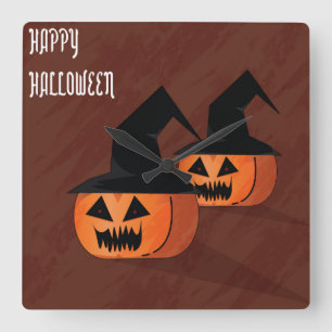 Horloge Carrée Halloween Lune Hantée Maison Carré Cloc