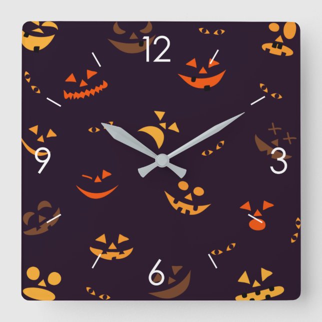 Horloge Carrée Halloween Lune Hantée Maison Carré Cloc (Recto)