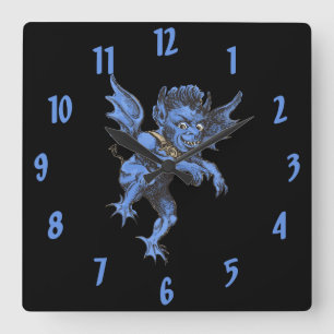 Horloge Carrée Halloween vintage, Malheur effrayant Gargoyle Demo