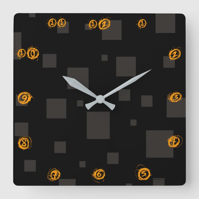 Horloge Carrée Halloween weird creepy box black orange spooky (Recto)
