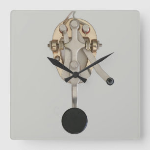 Horloge Carrée Ham Radio Morse Code Keyer Wall Clock