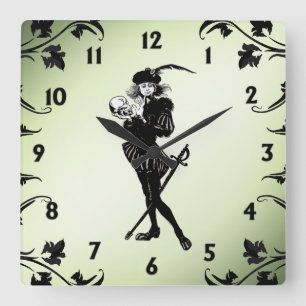 Horloge Carrée Hameau Le Bard Vert noir chiffres