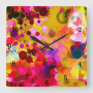 Horloge Carrée Happy Abstrait Wall Clock