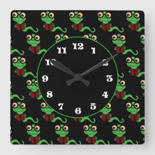 Horloge Carrée Happy Bookworm Black