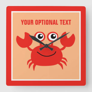 Horloge Carrée Happy Crab custom wall clock