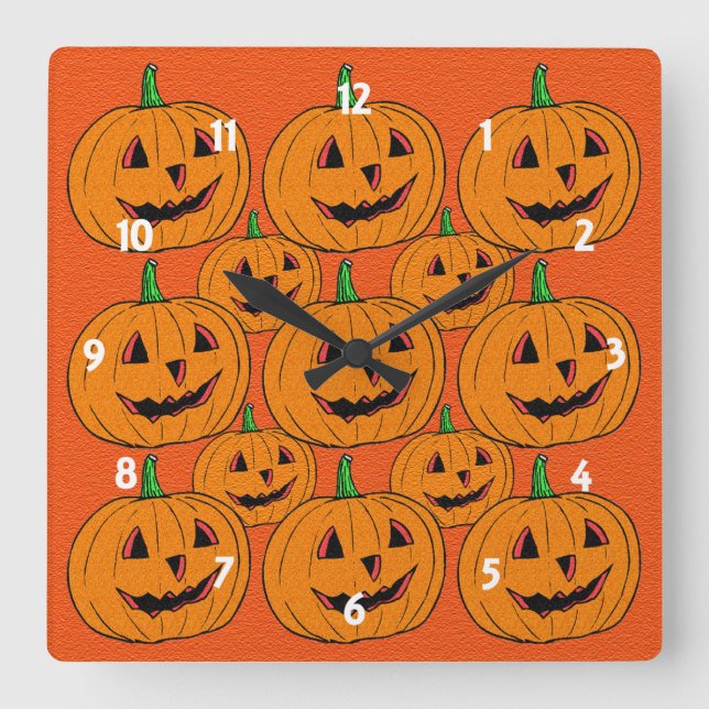 Horloge Carrée Happy Jack o Lantern (Recto)