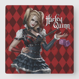 Horloge Carrée Harley Quinn With Fuzzy Dice
