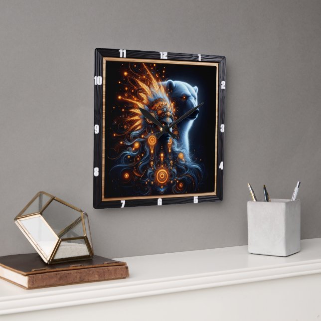 Horloge Carrée Harmonie de la nature et de l'esprit dans des coul (Bureau)