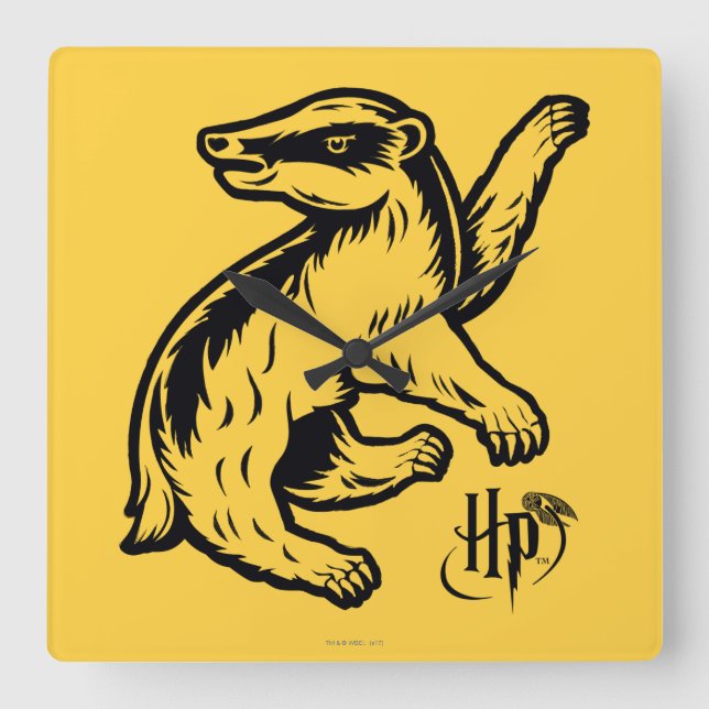 Horloge Carrée Harry Potter | Icône Badger Hufflepuff (Recto)