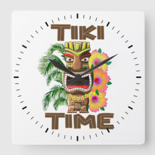 Horloge Carrée Hawaï Luau Tiki
